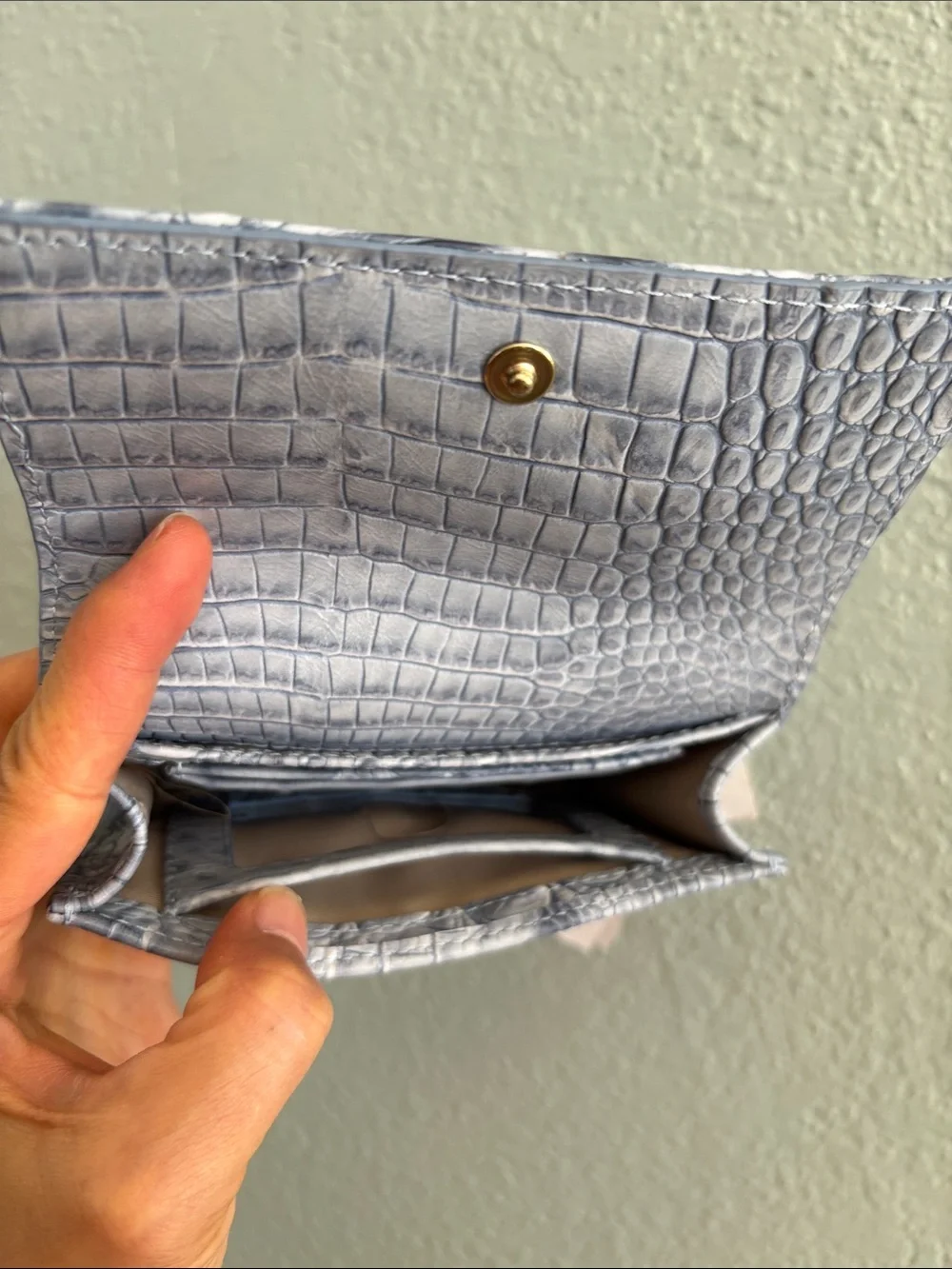 Brahmin Kerra Croc-Embossed Leather Wallet blue
